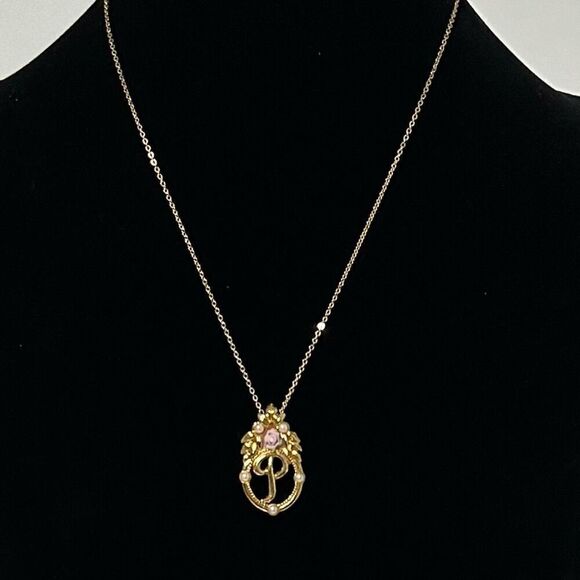 Avon Gold and Pink Floral Necklace - Picture 2 of 7